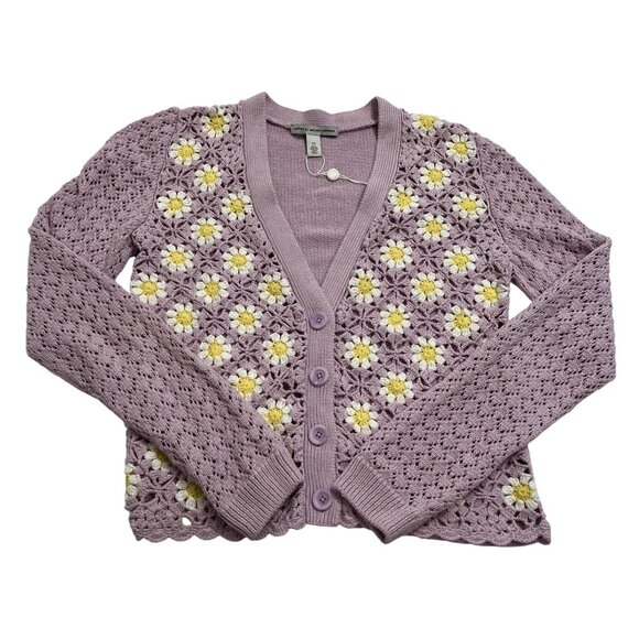 Autumn Cashmere Daisy Cardigan in Violet Combo - Picture 1 of 5